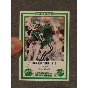 VTG Retro 1990's  Saskatchewan Roughriders Dan Farthing #10 AUTOGRAPHED Card